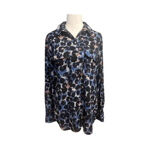 Women's Mischka blue multi-color long sleeve button down shirt size medium
